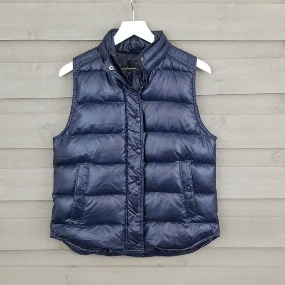 J. Crew Jackets & Blazers - J. Crew Puffer Vest Shiny Navy Blue Down (M)